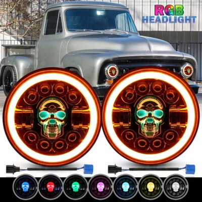 Par de faros LED RGB halo DRL para camioneta Ford F-100 F-250 F-350 1953-1977 Foto 1 de 4