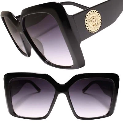 Gafas de sol cuadradas de gran tamaño con monturas audaces negras para mujer Foto 1 de 3