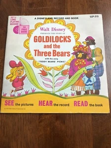 Disco y libro Disney "RICITOS DE ORO y los tres osos" 33 1/3 rpm 1970 vintage - Imagen 1 de 12