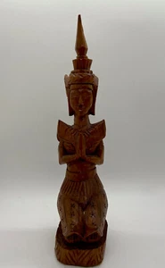 Vintage Hand Carved Acacia Wood Thai Theppanom Protector Guardian Angel Statue - Picture 1 of 8