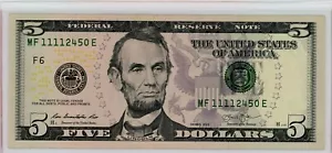 $5 FRN Series 2013 Atlanta Fancy MF 11112450 E QUAD ONES LOW SUM NUMBERS RARE - Picture 1 of 2