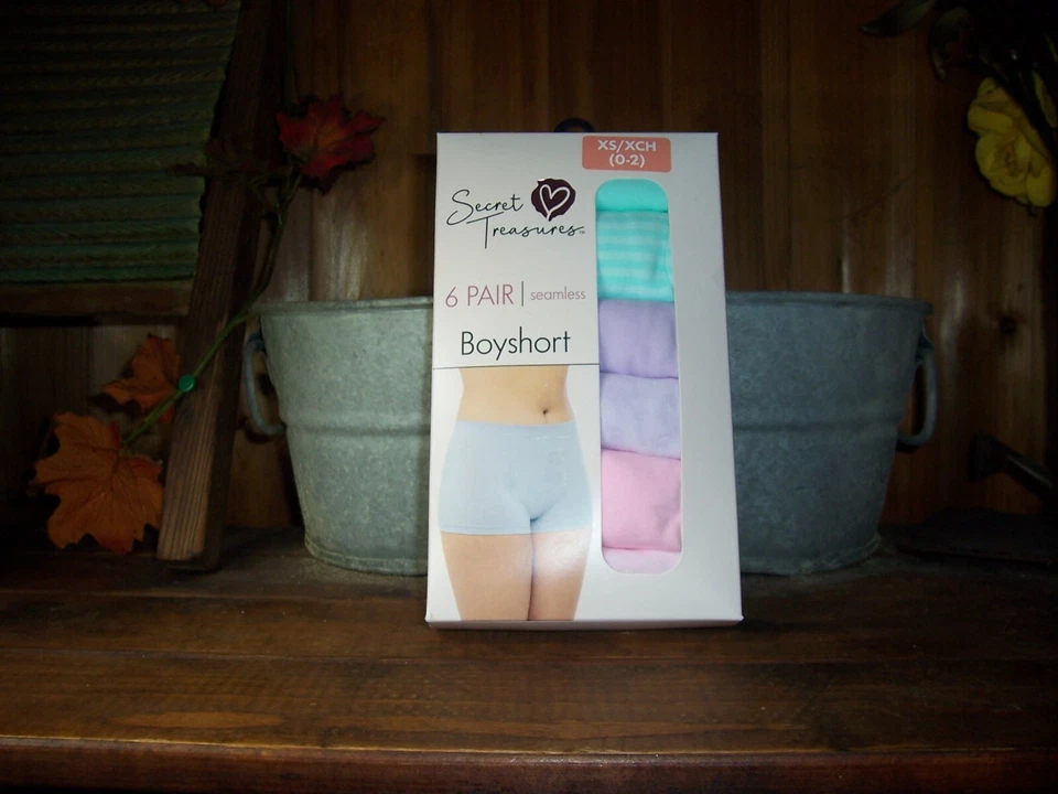 SECRET TREASURES ЖЕНЩИНЫ БЕСШОВНЫЙ BOYSHORT НИЖНЕЕ БЕЛЬЕ 6 УПАКОВКА РАЗМЕР XS 0-2 РАЗЛИЧНЫЕ C - Изображение 1 из 1
