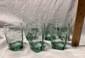 Vintage 6er Set Libbey Chivalry grün kleine Saftgläser - strukturiert sechseckig - Bild 1 von 8