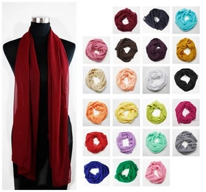 Chiffon Schal 26 Unifarben Stola Tuch elegant schlicht festlich Hals Kopftuch - Bild 1 von 27