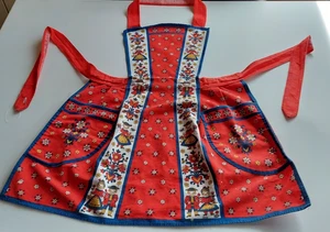 Vintage Kolf Apron Austrian Dutch Pattern Red Folk Farmhouse - Picture 1 of 11