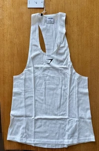 Nueva camiseta sin mangas Gymshark React Stringer, blanca, extra pequeña - Imagen 1 de 2