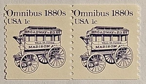 USA 1983, Omnibus 1880s, 1-Cent MINT Coil Line Pair, Scott #1897, FAST SHIPPING! - Picture 1 of 3
