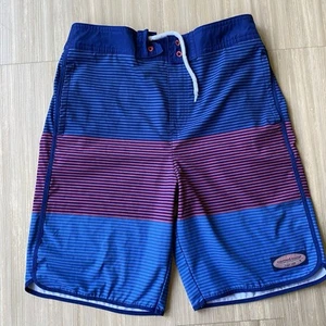Vineyard Vines Boys Red Blue Striped Swim Trunks Board Shorts Large 16 - Picture 1 of 6