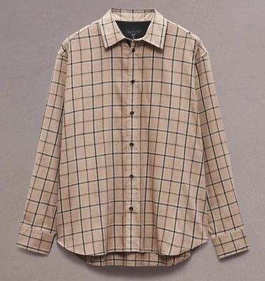 Rag & Bone Taupe Plaid Matthew Flannel Shirt MBW24FA010LFML Button Up NWT M - Image 1 of 4