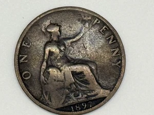 MONEDA ANTIGUA DE UN CENTAVO REINA VICTORIA ERROR 1897 X 1 - Imagen 1 de 11