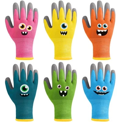 6 Pairs Kids Gardening Gloves Children Work Gloves Rubber Coated Garden Glove... - Image 1 of 4