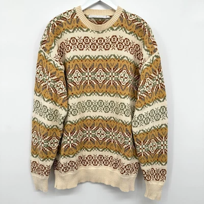 Vintage 90s Perry Ellis Pullover Sweater Mens Large Cotton Grandpa Grunge USA - Image 1 of 4