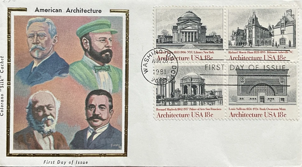 Colorano Silk 1931A Architecture All 4 Stamps on 1 Cover - Image 1 of 1