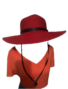 Cappello San Diego Company Rosso Floppy Sole Fun Hat Chinstrap 89% Carta 11% Poliestere - Foto 1 di 9