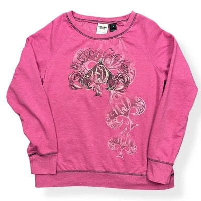 Harley Davidson Y2K Sudadera Mujer Mediana Rosa Pala Pullover Suéter Foto 1 de 4