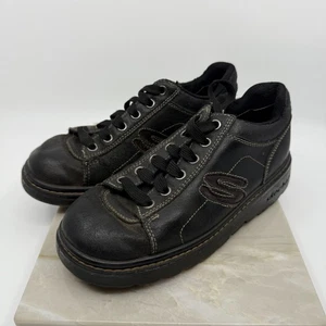 Vintage Skechers Womens Black Leather Jammers Size 6 Chunky Platform 90s Y2K - Picture 1 of 11