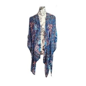 Maurices Size XL Blue Floral Kimono Cardigan Open Front Casual Semi Sheer - Picture 1 of 7