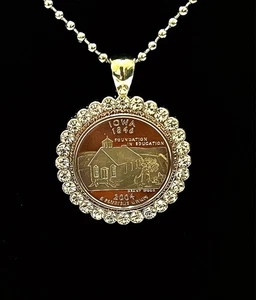 One-of-a-Kind Collectible Coin Jewelry – Iowa 2004 Proof State Quarter Pendant - Picture 1 of 8