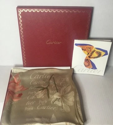 CARTIER VINTAGE FOULARD SILK SCARF MADE IN ITALY W/BOX PARIS PURCHASE - Image 1 of 4