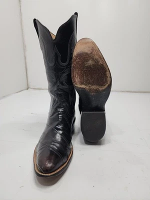 Rios of Mercedes Mens Eel Skin Exotic Cowboy Western Boots Black Size  9 - Image 1 of 4