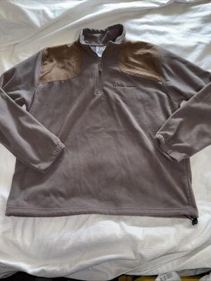 Ducks Unlimited fleece pullover brown flux suede shoulders size large - Image 1 of 4