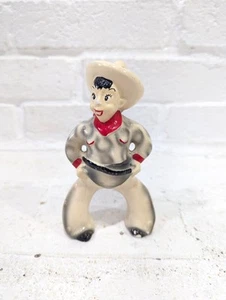 Estatuilla de Vaquero Vintage Cerámica Años 50 Dibujos Animados Estatua Rojo Blanco - Imagen 1 de 12
