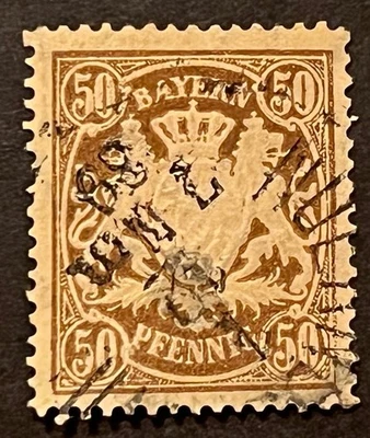 Travelstamps: Germany Bavaria Bayern Stamps Scott #70- 50 Pf Used Handstamped - Image 1 of 4