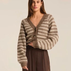 New Z Supply Womens Small Este Metallic Striped Cardigan in Campfire Sweater - Picture 1 of 14
