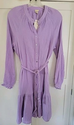 Vestido Magaschoni Mujer XS Lavanda 100% Algodón Orgánico Gasa Cottagecore NUEVO Foto 1 de 4
