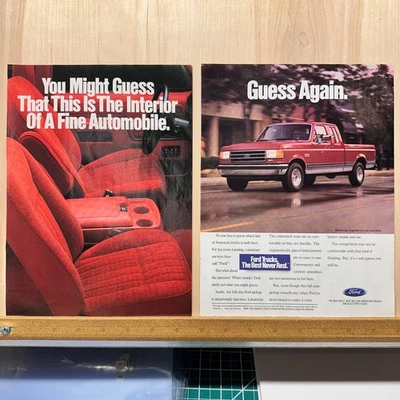 1991 Ford F Series Fine Automobile Interior 2 Page Vintage Print Ad Auto Advert - Image 1 of 4