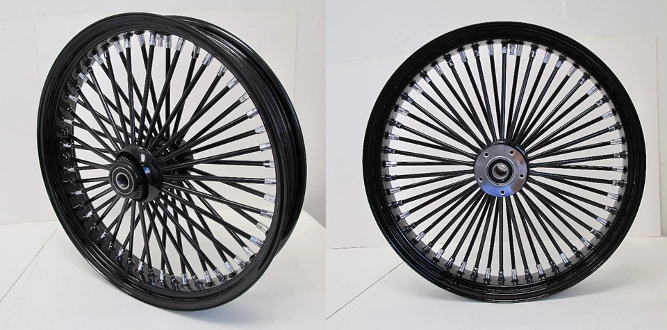 MAMMOTH FAT 52 SPOKE BLACK WHEEL HARLEY 21x3.00 SOFTAIL TOURING DYNA
