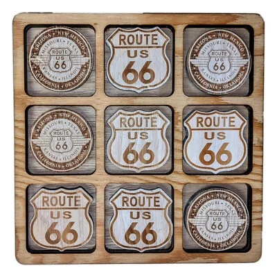 Old Fashioned Wooden TIC-TAC-TOE Game, ROUTE 66, by Barry-Owen - Image 1 of 2