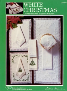 White Christmas Cross Stitch Pattern - Carolina Cross Stitch - 6 Linens Designs - Picture 1 of 2