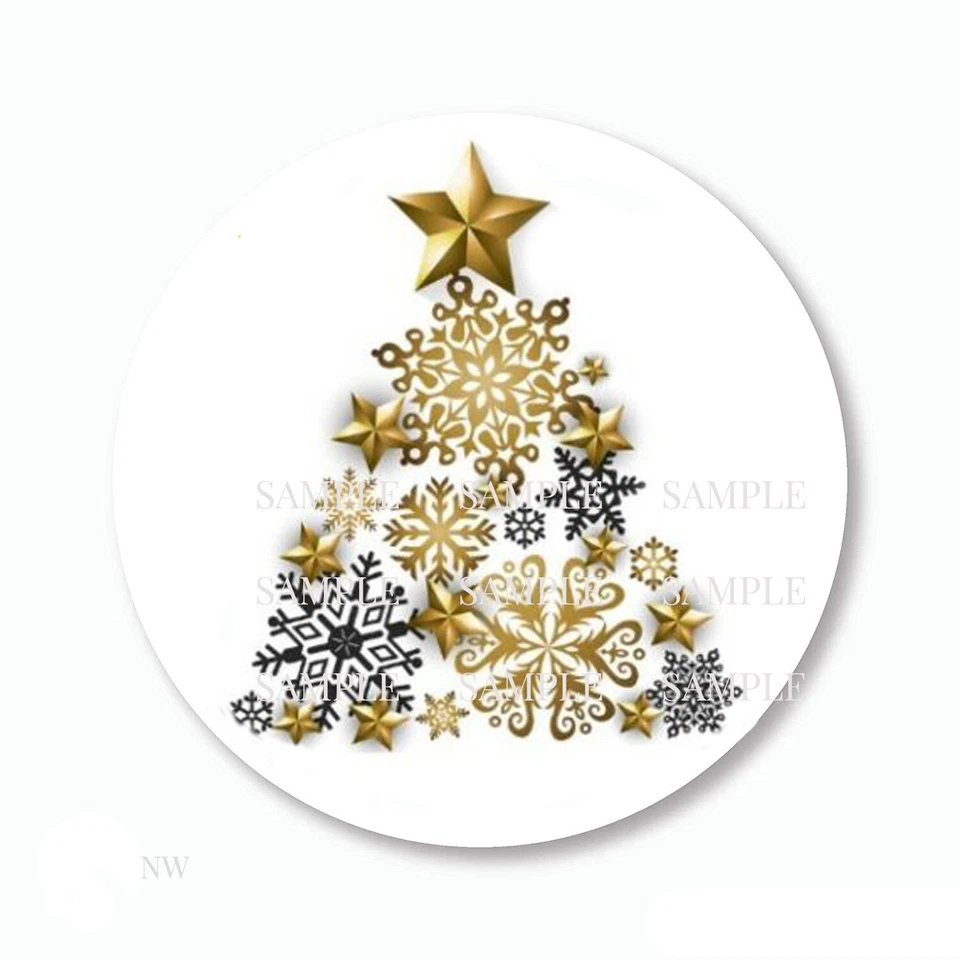 Etiquetas de estrelas douradas de árvore de Natal adesivos para scrapbook 5 tamanhos, foscas ou brilhantes - Imagem 1 de 1