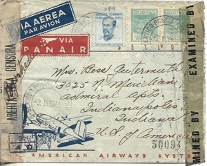 1943  BRASIL AIRMAIL CENSORED COVER VIA PANAIR TO INDIANAPOLIS U.S.A - Picture 1 of 2