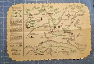 Ben Paris Sporting Goods Recreation- Restaurant~ Seattle, WA 1948 Paper Placemat - Picture 1 of 2