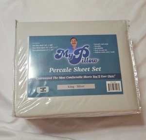 Juego de Sábanas de Plata Percale My Pillow KING Suaves y Crujientes Transpirables India - Imagen 1 de 3