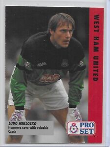 1991 Pro Set Fixtures Soccer Ludo Miklosko Card # 21 West Ham United
