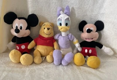Disney Stuffed Animals, Winnie the Pooh, Mickey Mouse, Daisy Duck Plush Lot of 4 - Image 1 of 4