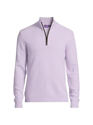 Ralph Lauren Purple Label 100% Cashmere Pique Knit Half 1/2 Zip Sweater M Stains - Image 1 of 4