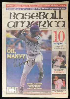 Manny Ramirez Signed Baseball America Magazine JSA Authenticated Minor League - Image 1 of 3