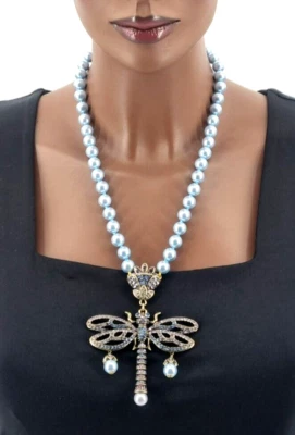 Exclusives Luxus Collier Statement Kette Strass Libelle signiert Heidi Daus (AB) - Bild 1 von 4