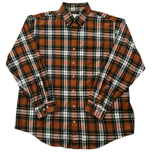 Viyella Shirt Mens Size XL Long Sleeve Button Wool Blend Pocket Plaid Orange - Picture 1 of 5
