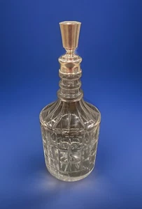 Vintage seltene HAWKES Whisky Glas Karaffe, Sterlingsilber Kragen & Stopfen, 11" hoch - Bild 1 von 15