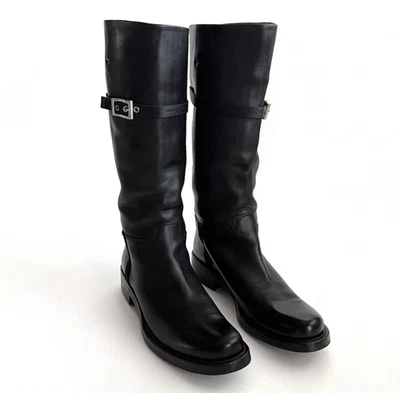 Botas PRADA de cuero negro con suela alta con hebilla, talla 37 (US 7) Foto 1 de 4