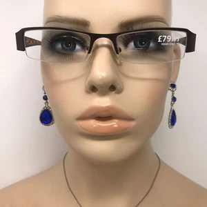 Sunoptic 473C Glasses Frames Brown Half Rim Eyeglasses Spectacles Frame Only - Picture 1 of 12