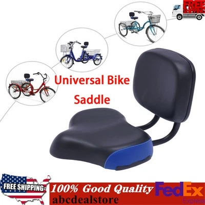 Asiento de bicicleta grande cómodo asiento de sillín ancho con respaldo cojín carga 100 kg Foto 1 de 4