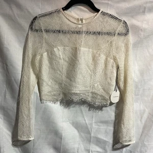 Tularosa Blouse Lace Size 2 Cream Romantic Long Sleeve Feminine Crop Top New - Picture 1 of 7