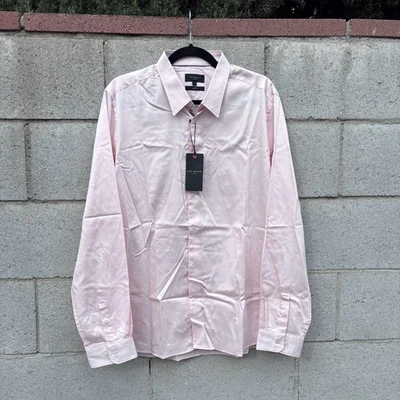 NWT $150 Ted Baker London Slim Fit Cotton Shirt Pink Sz 17 XL - Image 1 of 4