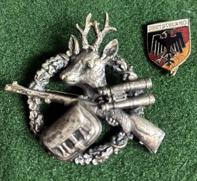 Vintage German Deer Hunting Brooch Badge Pinback Hat Pin Back Plus Bonus - Image 1 of 4